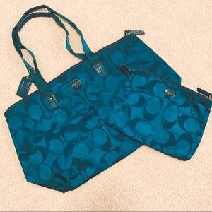 Coach Signature Nylon Packable Weekender Tote Bag
